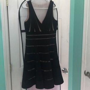 Black and Tan V-neck Dress JS Collections